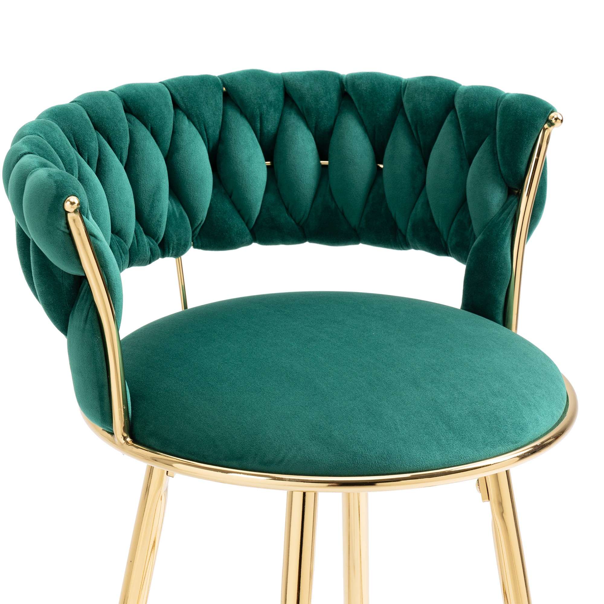 Velvet Tufted Counter Height Bar Stool Chairs with Solid Metal Legs ...