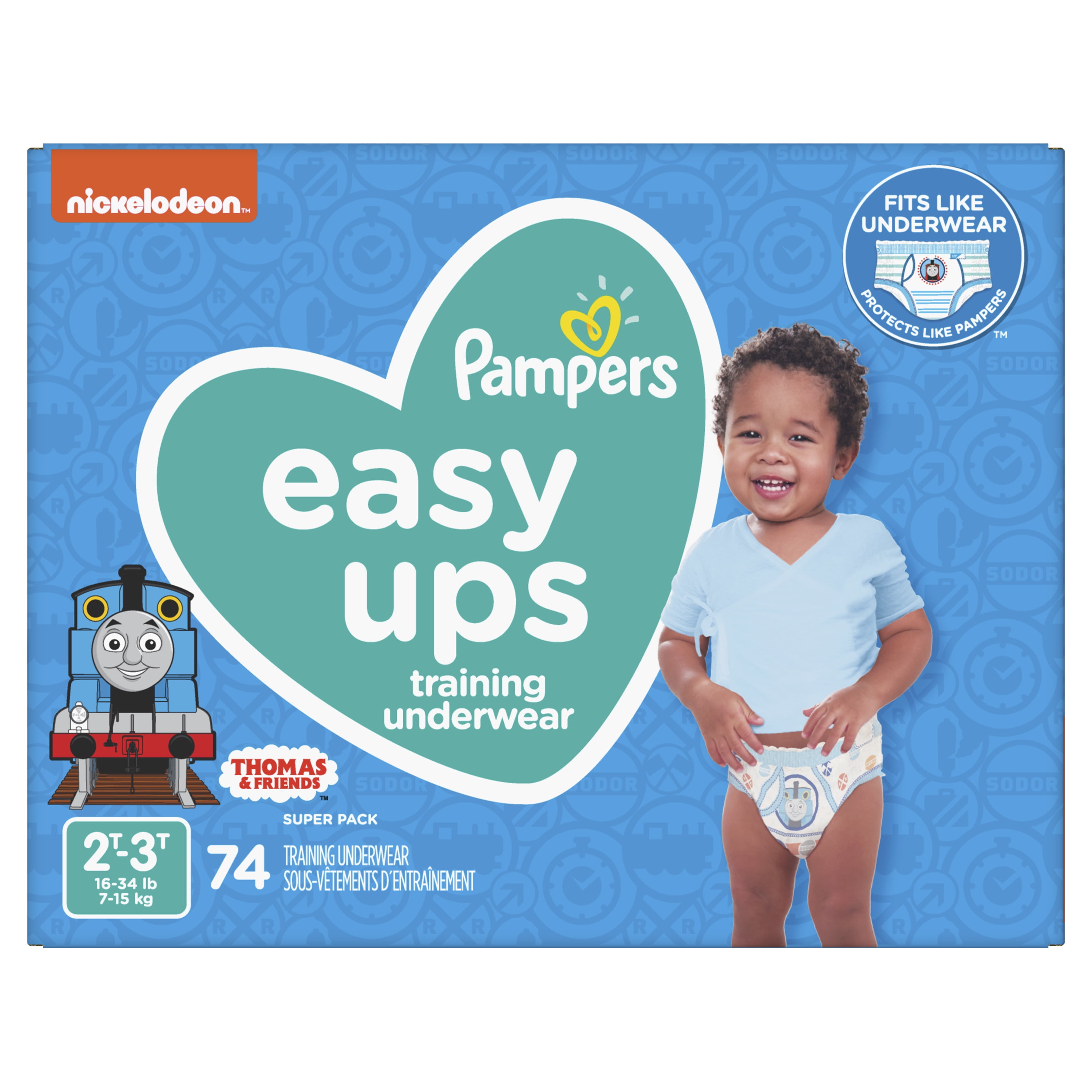 Pampers Easy Ups Training Underwear Boys Size 2T-3T 74 Ct