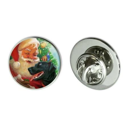Labrador Jewelry Pin Christmas Holiday Santa and Black Lab Labrador Dog Metal 0.75