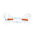 thumbnail image 1 of Jeco Ensemble de Conversation en Osier 3 Pcs, Blanc avec Coussins Orange, 1 of 3