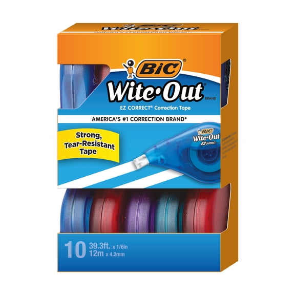 BIC Wite-Out EZ Correct Correction Tape, White, 10-Count