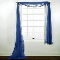 Adidas Solid Navy Blue Sheer Window Scarf Valance Curtains, 37” x 216”