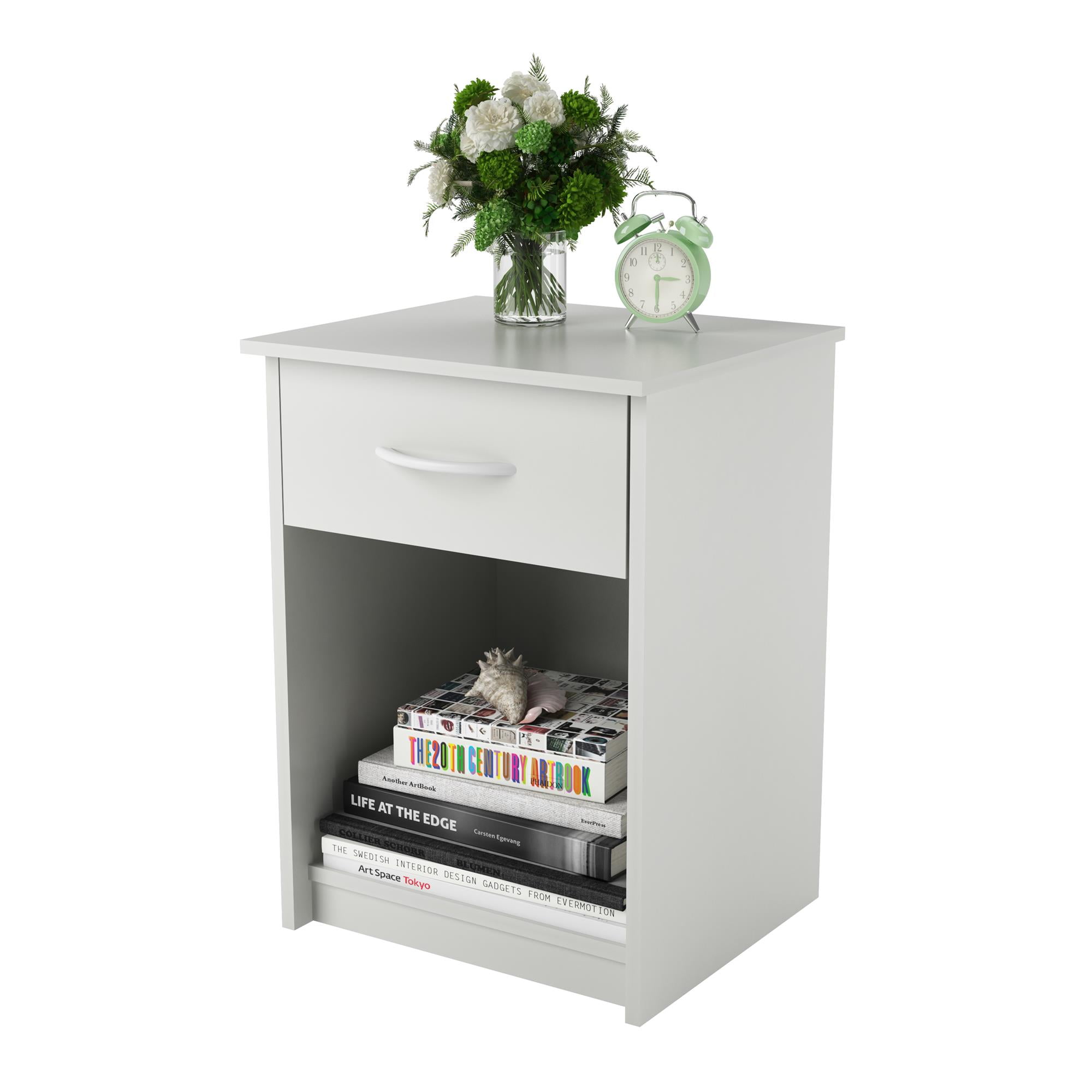 Mainstays Classic Nightstand with Drawer, White