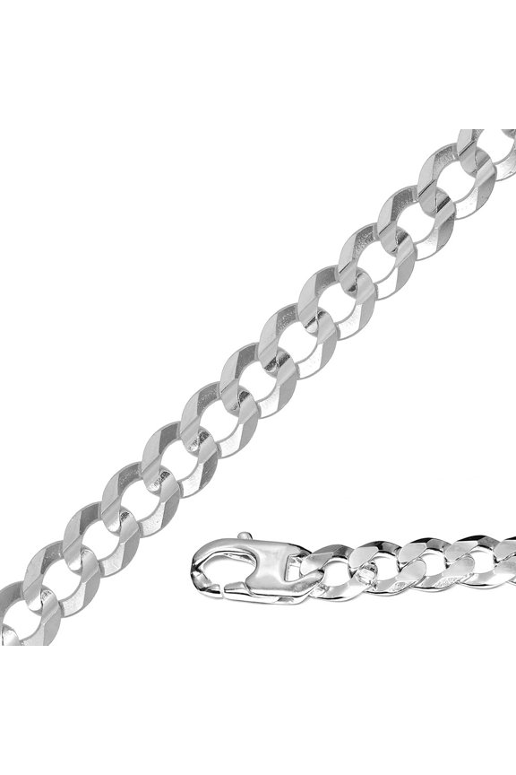 High Polished Sterling Silver Super Flat Curb 350 Chain 14.2mm