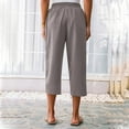 thumbnail image 3 of Plebaso Casual Capri Pants for Women Elastic Waist Wide Leg Cropped Trousers Drawstring with Pockets, 3 of 5