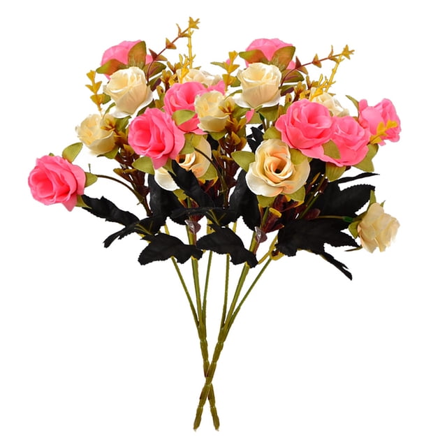 Ramo de rosas de cristal artificial Ceremonia de banquete de boda Decoración floral de tela de seda rosa falsa, rosa kenally HA6935-03B
