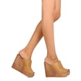 thumbnail image 2 of Styluxe FC99 Women Leatherette Peep Toe Slit Platform Wedge Mule, 2 of 3