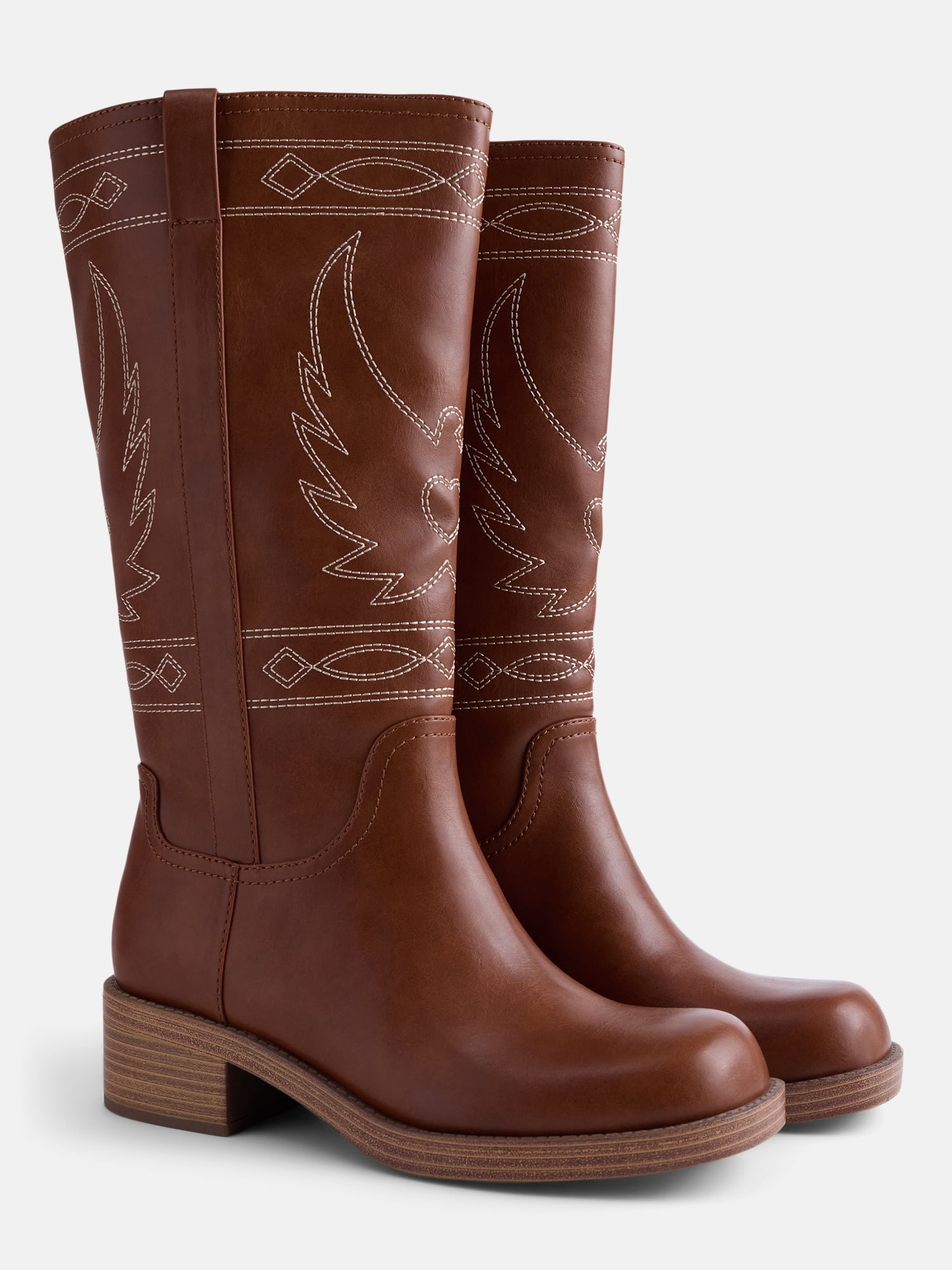 No Boundaries Women's Bird Embroidered Block Heel Boots