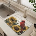 thumbnail image 6 of Dish Drying Mat Absorbent Dish Drainer Kitchen Counter 15.7x11.8inch Dish Drying Pad for Countertops Sinks Draining Racks Red Bird Sitting on Sunflower, 6 of 9