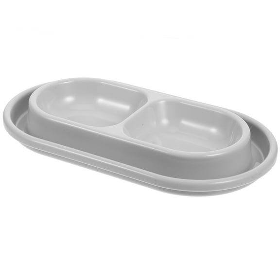 Durable Pink PP Pet Feeding Tray with Dual Bowls for Dog Food and Water 70 Characters