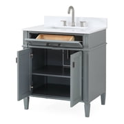 Tennant Brand 30 Modern Gray Bathroom Vanity with White Quartz Top