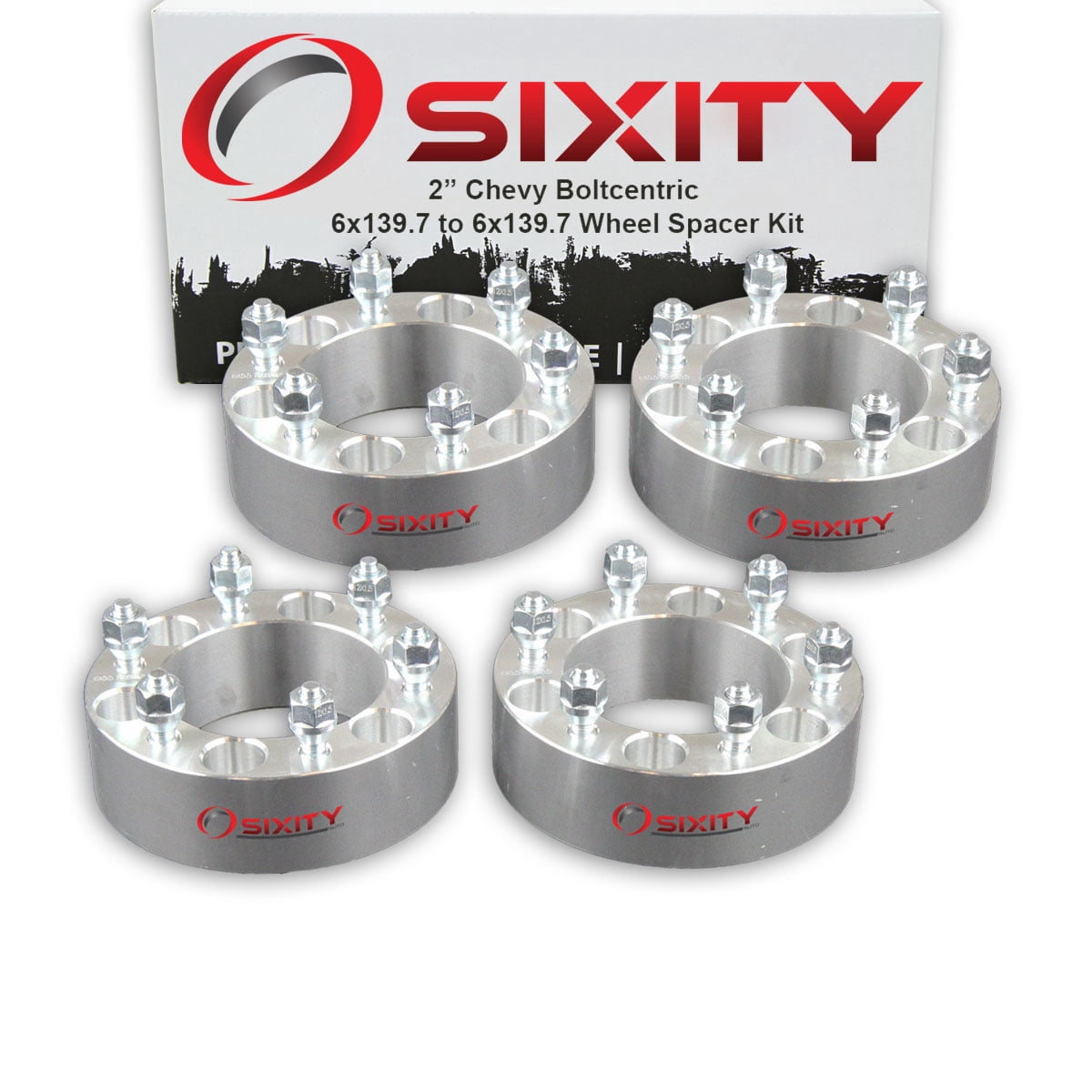 Sixity Auto 4 pc 2" 6x139.7 Wheel Spacers compatible with Chevy Colorado M12x1.5mm 1.25in Studs Lugs