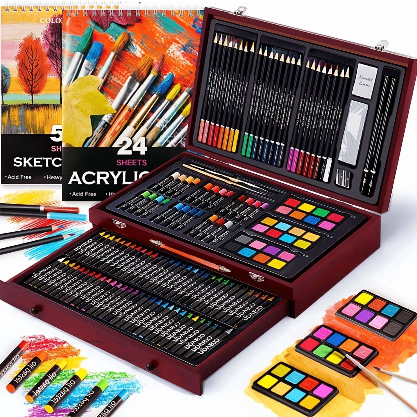 Vigorfun Art Supplies, 129 Piece Art Kit for Painting, Coloring