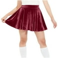 thumbnail image 5 of Miluxas Girl's Vintage Velvet Stretchy Mini Flared Skater Skirt Red 14-15 Years, 5 of 9