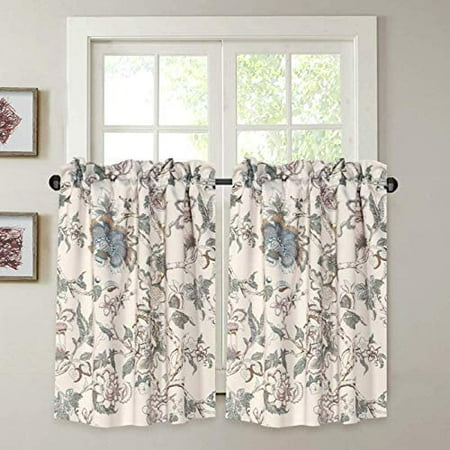 Kitchen Curtains 36 Inch Length Vintage Fl Beige Sage Blue Curtain Tiers Pair For Bathroom Windows Rod Pocket Small 2 Panels Each 29 W X L Canada Kitchen Curtains 36 Inch Length Vintage, 36 Inch Length Kitchen Curtains