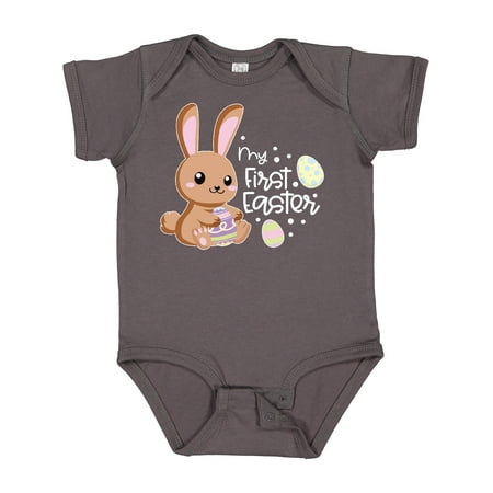 

Inktastic My 1st Easter with Cute Brown Bunny and Easter Eggs Gift Baby Boy or Baby Girl Bodysuit