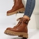 thumbnail image 4 of NECHOLOGY Botas Mujer Adulto Femenino Zapatos Botines de mujer Otoño e invierno estilo británico Popular suela gruesa con cordones zapatos de mujer aparecen botas delgadas (Brown, 9), 4 of 7