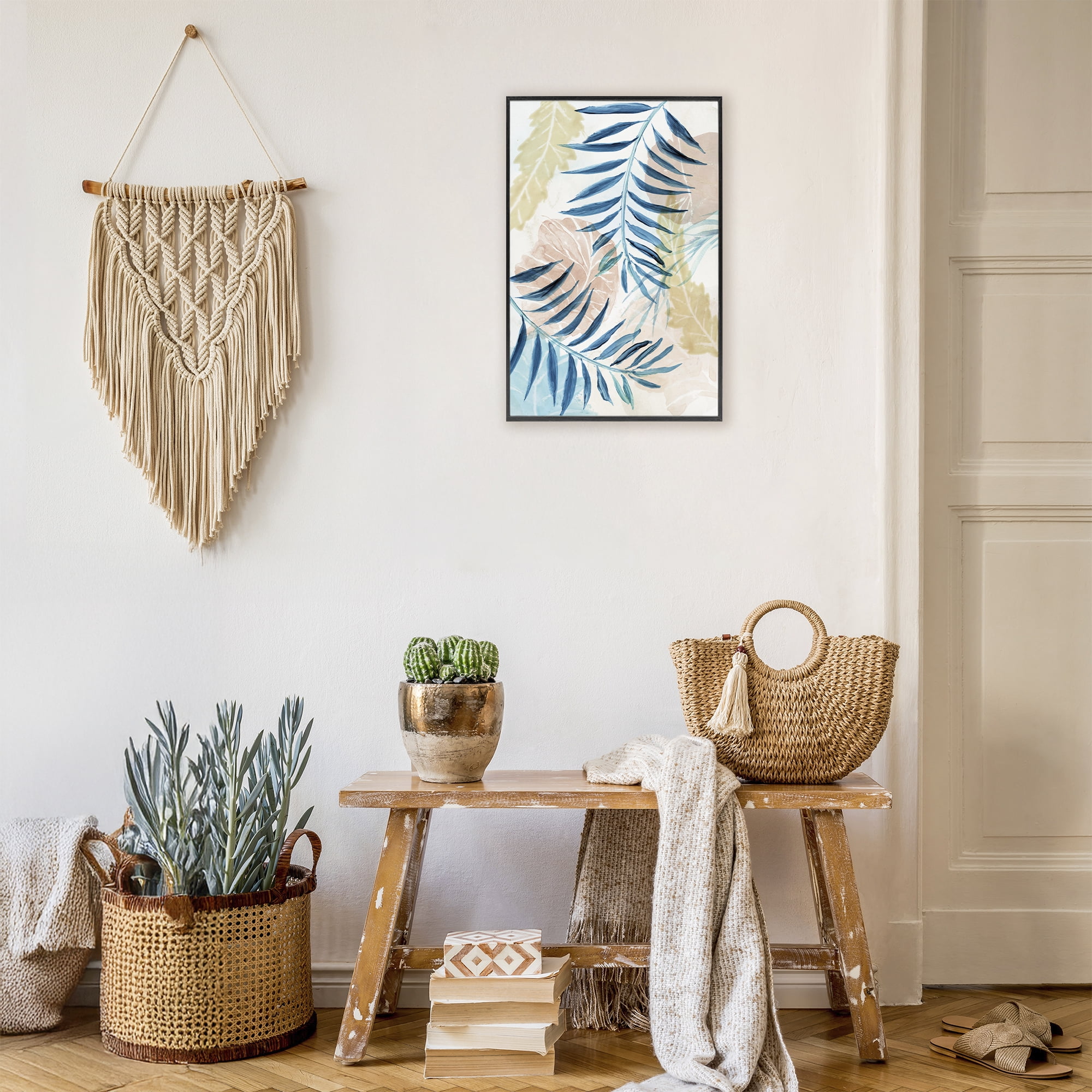 Stupell Industries Palm Fronds in Pastel Haze Black Framed Giclee Art, design by Nan