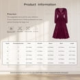 thumbnail image 5 of TiaoBug Womens Velvet Midi Dress V Neck Long Sleeve Flowy Evening Party A-Line Dresses Purple S, 5 of 5