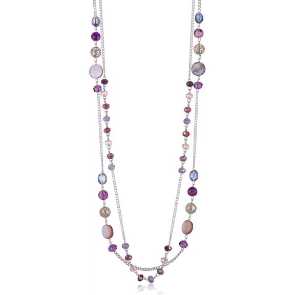 Layered Long Necklaces For Women Crystal Beaded Statement Necklace Sweater Silver Chain With Gifts Box Jewelry[Z247]