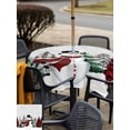 thumbnail image 4 of Outdoor Tablecloth with Umbrella Hole and Zipper, Grey Christmas Square Table Cloth 54x54 Inch Waterproof Tablecloth, Snowman Plaid Xmas Tree Winter Snowflake Picnic Table Cover for Patio Camping, 4 of 7