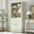 thumbnail image 4 of VAUXHILL & CO. Halston Standard Bookcase with Doors, Adjustable Storage Shelf Unit, Cream, 4 of 12