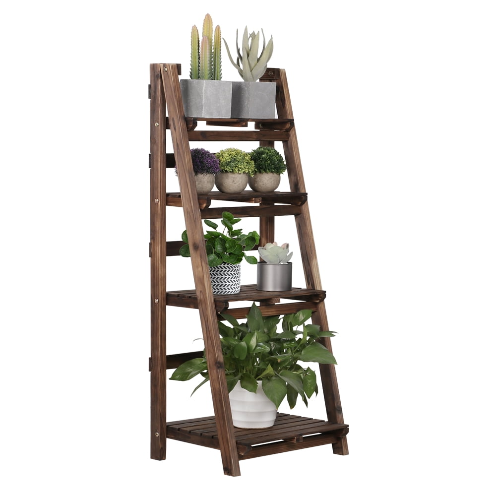 Natural Bamboo Plant Stand 2 Tier Desktop Shelf Rack for Greenplanter Flower etc