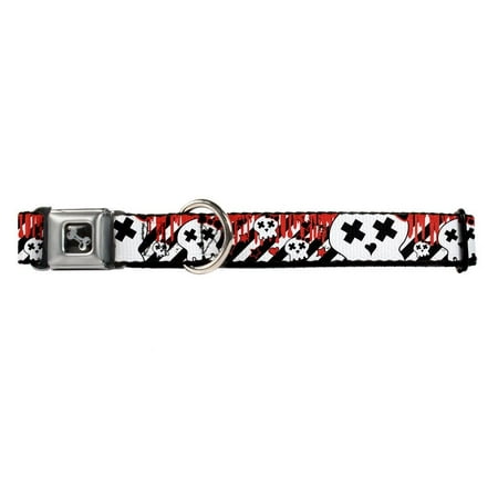 Drip Collar - skulls black and white diagonal stripes blood dripping animal seatbelt collar