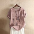 thumbnail image 1 of Fiudx Ofertas Relámpago Camisa Holgada Informal de Verano con Cuello Redondo y Manga Corta con Estampado de Flores para Mujer, 1 of 3