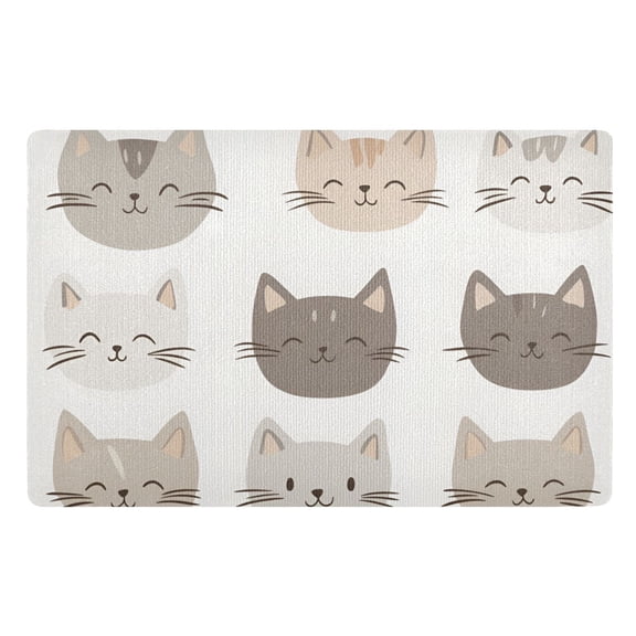 Yayeee Doormat for Indoor Entrance 32" x 20" Non Slippery Floor Rug, Light Gray Cat Pattern