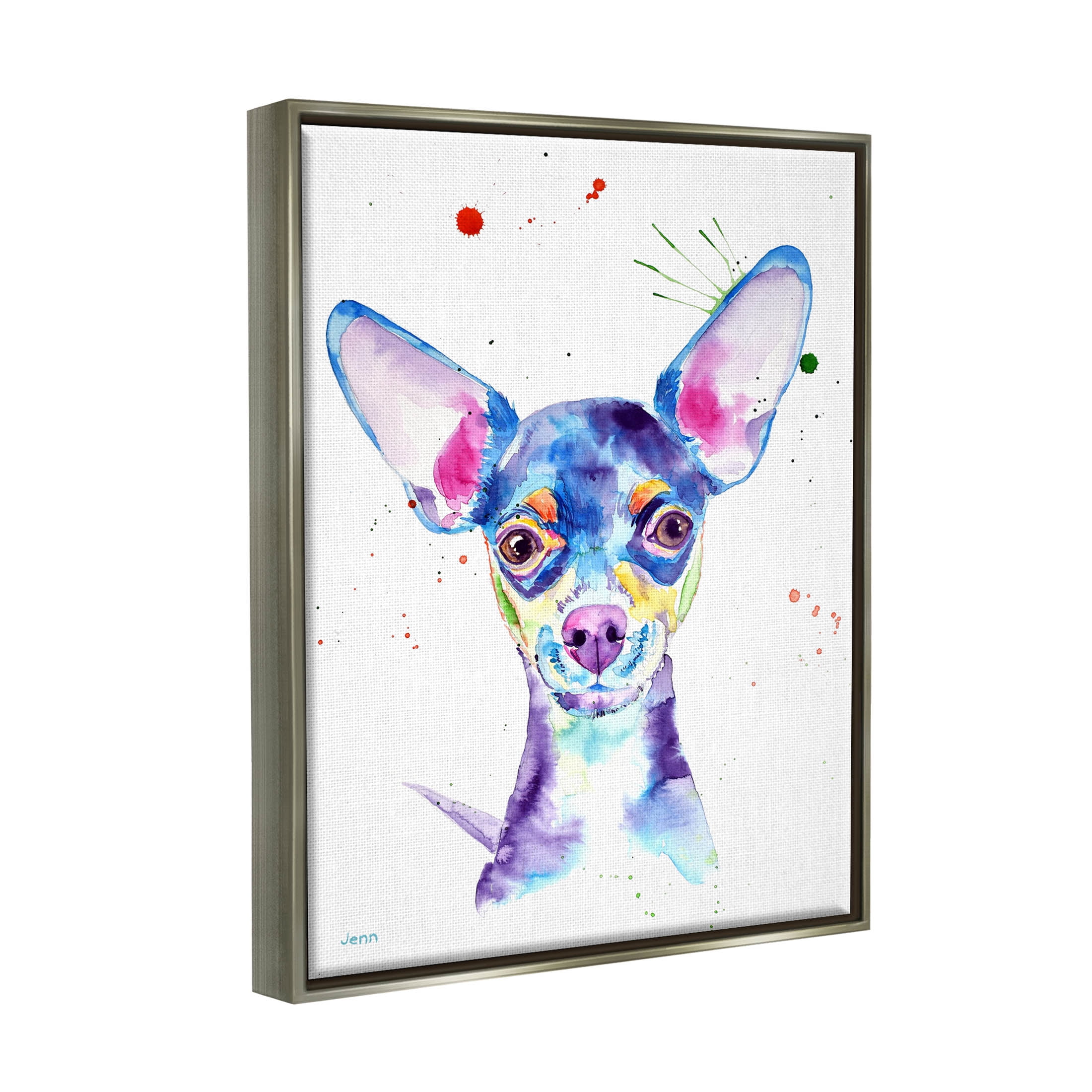 Happy Chihuahua Casual Composition Animals & Insects Graphic Art Luster Gray Framed Art Print Wall Art