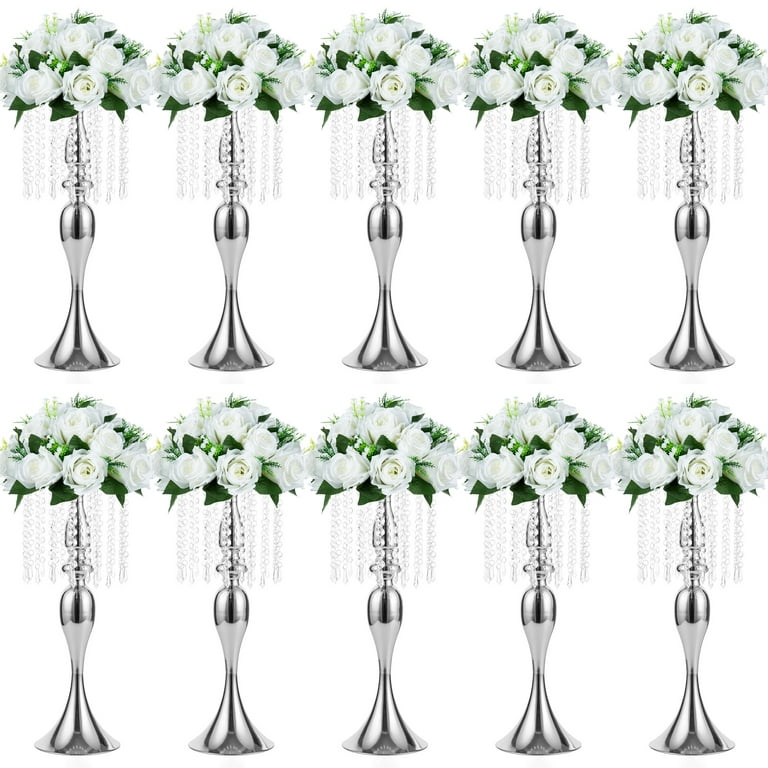  2 Pcs 21.3 inches Tall Crystal Flower Stand Wedding Road Lead  Tall Flower Holders Centerpiece Crystal Flower Chandelier Metal Flower Vase  for Reception Tables Wedding Supplies : Home & Kitchen