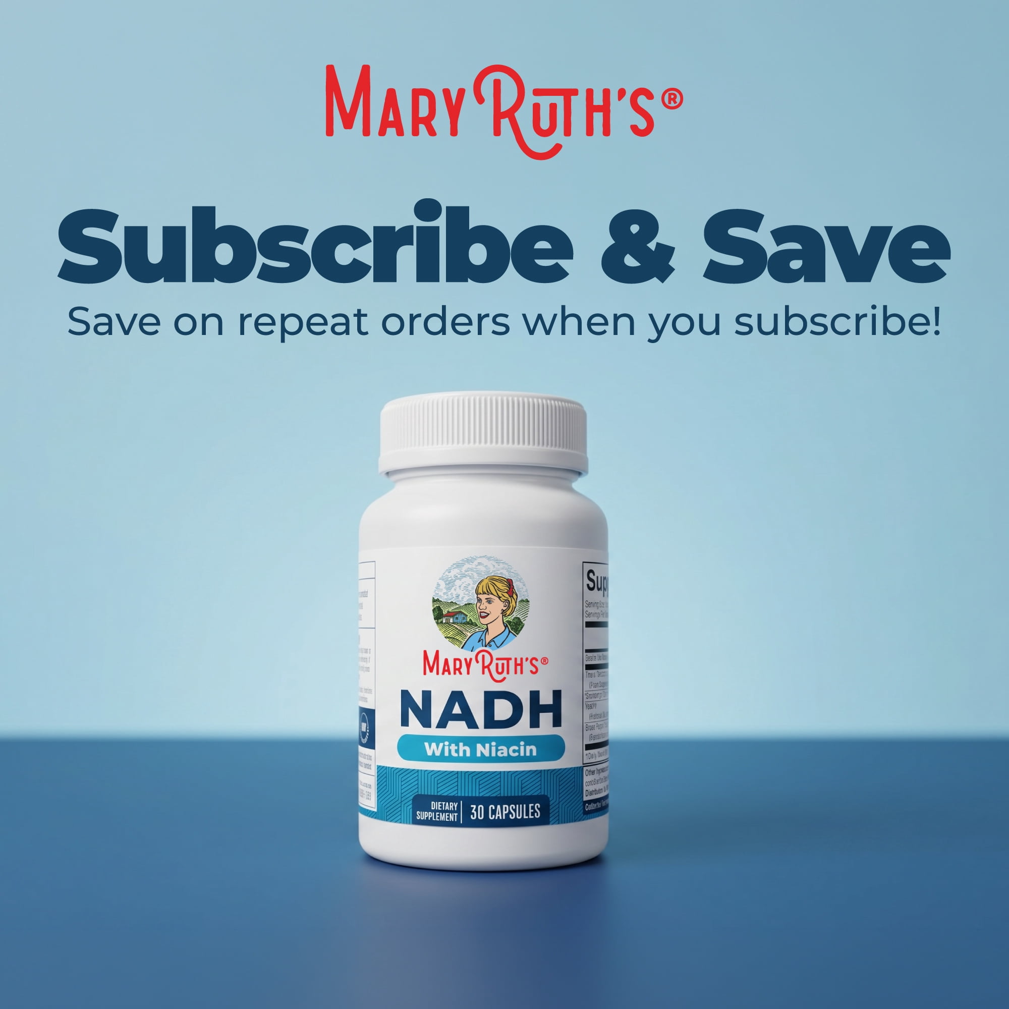 MaryRuth's NADH Capsules NAD+ Precursor for Energy Metabolism, Niacin, NAD+ Precursor, Trans-Resveratrol , CoQ10, Unisex, Ages 18+, 30 Servings