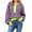Purple, variant on Womens Oversized Color Block Striped Sweatshirts Henley Shirts Casual Pullover Waffle Knit Tops
