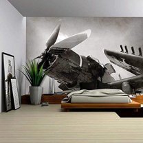 wall26 World War Ii Era Navy Fighter Plane with Folded Wings - Removable Wall Mural | Self-adhesive Large Wallpaper - 100x144 inches