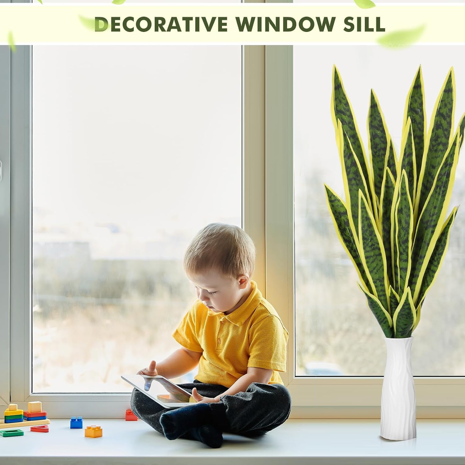 Faux Snake Plant 30 Inch Artificial Snake Plant Tall Faux Agave Plant Fake Sansevieria for Outdoor Indoor Home Office Succulents Greenery Store Decoration (Light Green, 8)