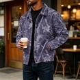 thumbnail image 6 of GrmtClth Mens Leaf Camo Daily Urban Jacket Long Sleeve Snap Front Loose Cut Cool Weather Walking Layering Outerwear Purple 2XL, 6 of 8