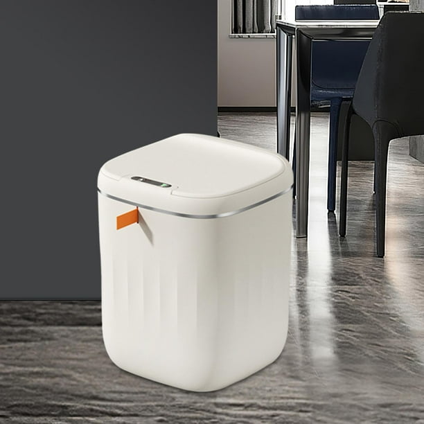 Botes de basura para baño con tapas, contenedor de basura de inducción inteligente, contenedor de basura eléctrico portátil para baño, sala de oficina 20L blanca de leche Macarena bote de basura de cocina