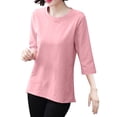 thumbnail image 6 of VgaVtl Elbow-Length Womens Tshirts Summer Juniors Topss Basic Casual Solid Color Regular Workout Sports Shirts,Pink M, 6 of 7