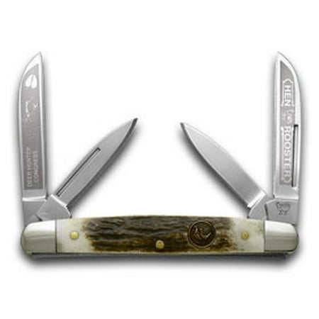 Boker Hunter Stag Handle - HEN & ROOSTER AND Deer Hunter Stag Congress Pocket Knife Knives