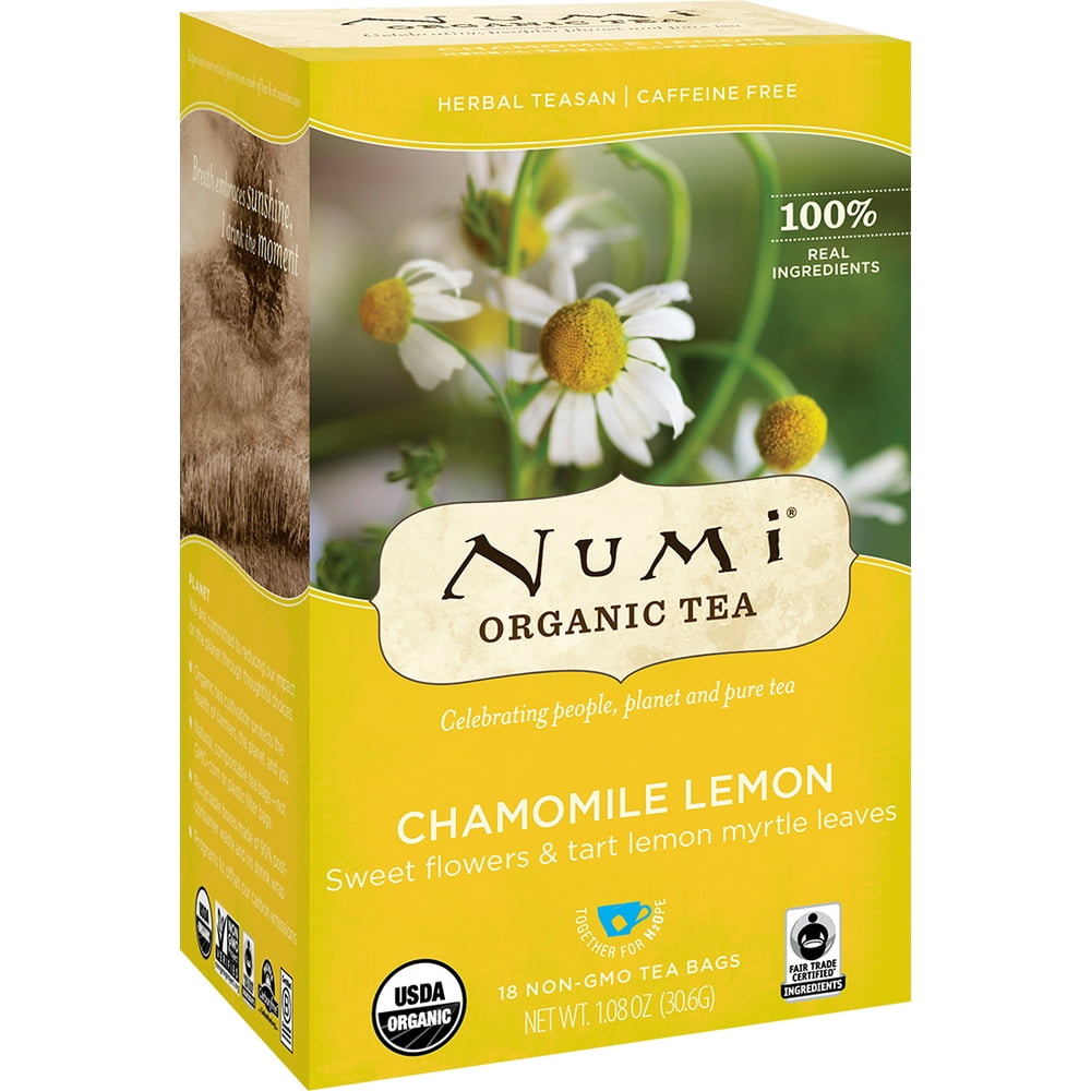Numi Organic Tea, Chamomile Lemon, Tea Bags, 18 Ct