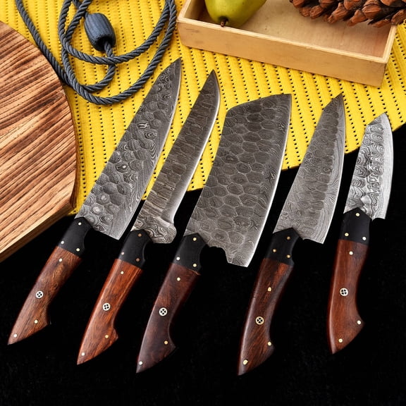 Knife Set Chef Kitchen Damascus steel Knives custom Handmade cleaver Boning x223