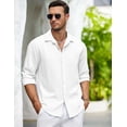 thumbnail image 3 of COOFANDY Men's Casual Shirt Long Sleeve Beach Shirt Slim Fit Shirt for Men Beach Summer Wedding Shirt, 3 of 7