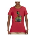 thumbnail image 2 of Colorful Rainbow Rabbit Animal Lover Womens Graphic T-Shirt, Red, 2XL, 2 of 3