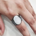 thumbnail image 6 of Rainbow Moonstone Mens Ring, Natural Blue Fire Rainbow Moonstone, Eagle Jewelry, 925 Silver Ring, Birthday Gift, Heavy Mens Ring, Arabic Design, Ottoman Style Ring, Christmas, Turkey Mens Signet Ring, 6 of 7