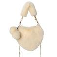 thumbnail image 6 of Heart Shaped Tote Bag Featuring Detachable Chain Strap For Casual Crossbody And Shoulder Carry Cute Fuzzy Soft Purse, 6 of 6