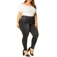 thumbnail image 2 of Unique Bargains Women's Plus Size Stretch Mid Rise Washed Skinny Jeans, 2 of 8