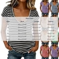 thumbnail image 4 of Feancey Womens Striped T Shirts Short Sleeve V Neck Summer Basic Tees Breathable Lightweight Cotton T-Shirt Dressy Casual Going Out Tops Navy S, 4 of 8