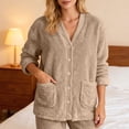 thumbnail image 2 of Bibifish Womens Cardigan Light Blue Fuzzy Plush V Neck Button Down Jackets Side Pocket Relaxed Fit Cozy Comfy Casual Daily Wear Stylish Jackets, 2 of 6