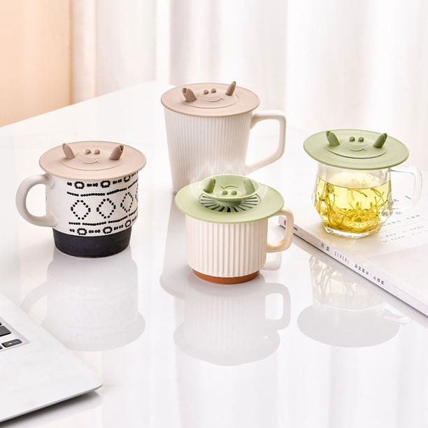 Tapa cerámica para tazas - Funda de silicona resistente a fugas y de alta temperatura para tazas de té, vasos y tazas - versátil para uso en casa y oficina